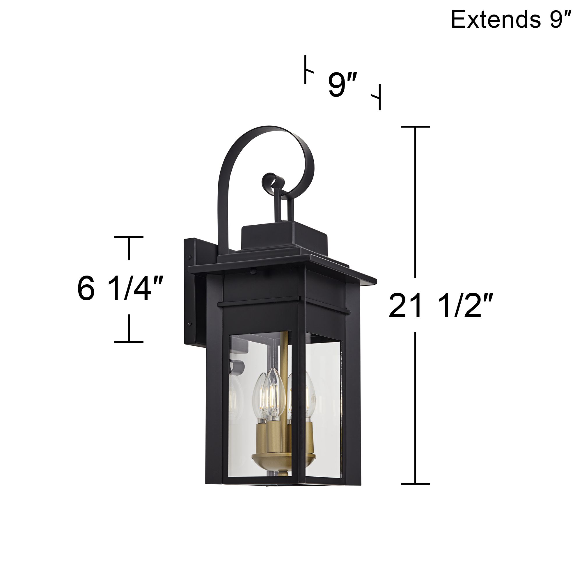 Franklin Iron Bransford 21 1/2" Black Lantern Outdoor Wall Light