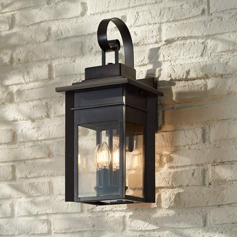 Image 1 Franklin Iron Bransford 21 inch High Black-Gray Outdoor Wall Light Lantern