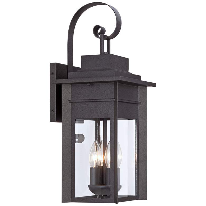 Image 4 Franklin Iron Bransford 21 inch High Black-Gray Outdoor Wall Light Lantern more views