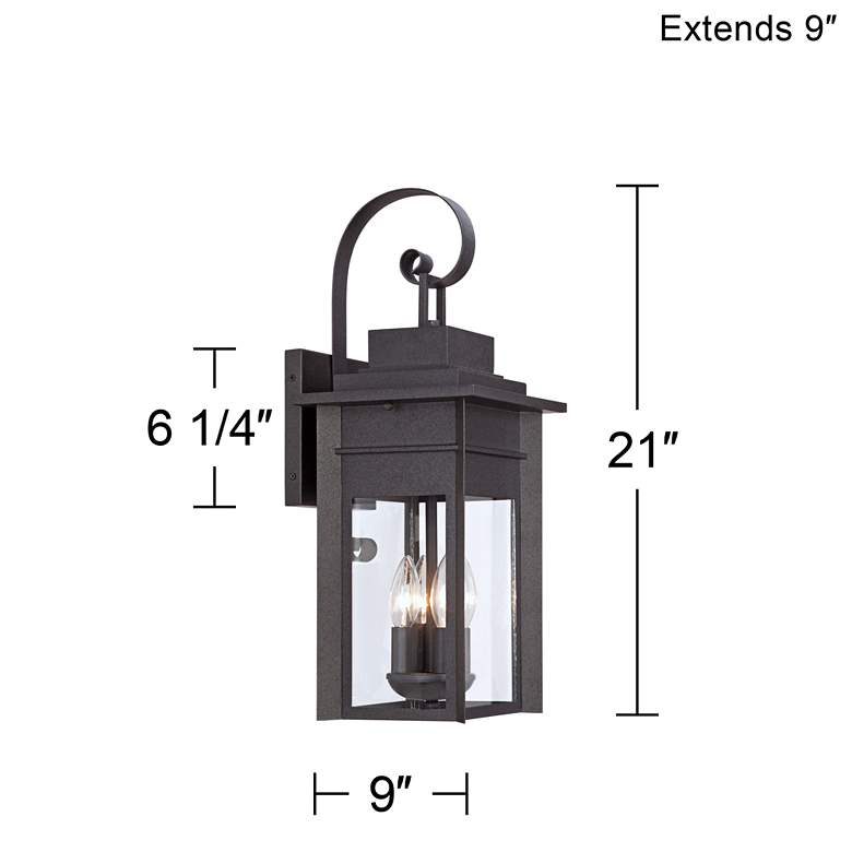 Image 6 Franklin Iron Bransford 21 inch High Black-Gray Outdoor Wall Light Lantern more views