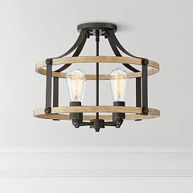 Image1 of Franklin Iron Buford 18" Wide Wood and Metal 4-Light Ceiling Light