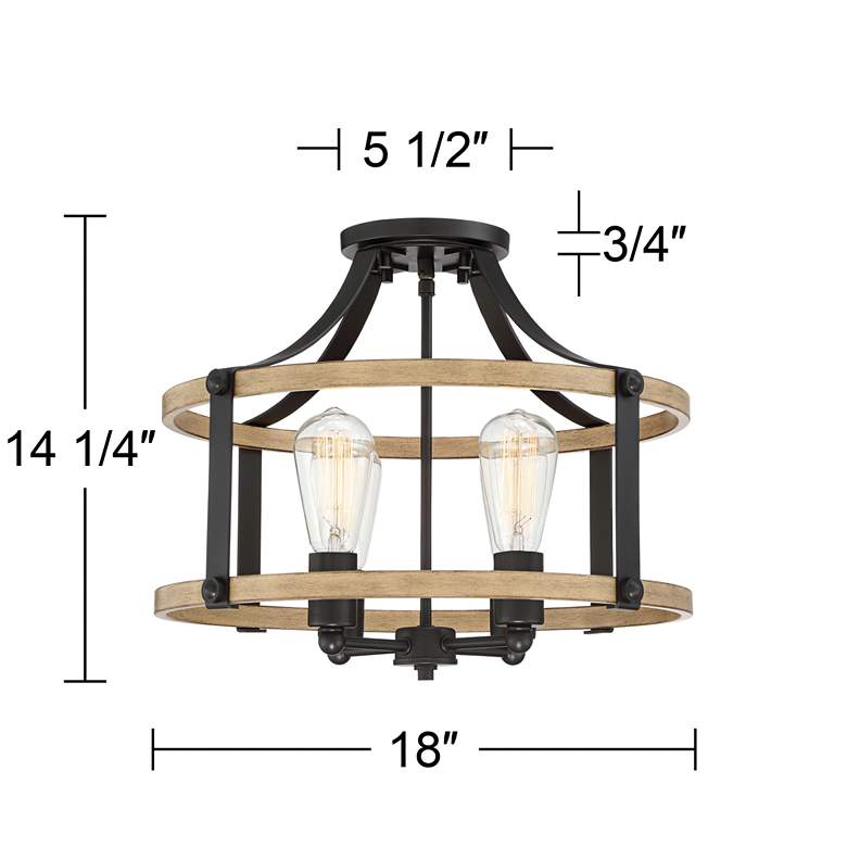 Image 7 Franklin Iron Buford 18 inch Wide Wood and Metal 4-Light Ceiling Light more views