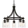 Franklin Iron Caleb 23 3/4" Wide Bronze and Glass 5-Light Chandelier