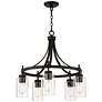 Franklin Iron Caleb 23 3/4" Wide Bronze and Glass 5-Light Chandelier in scene