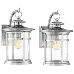 Franklin Iron Callaway 11 3/4" Chrome Lantern Outdoor Lights Set of 2