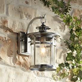 Image1 of Franklin Iron Callaway 14.5" Chrome Seeded Glass Outdoor Wall Light