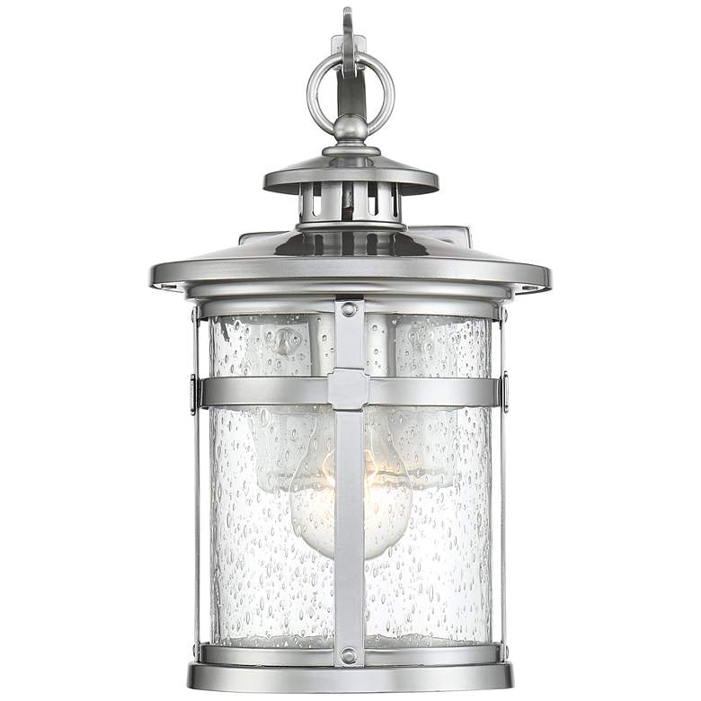 Image 5 Franklin Iron Callaway 14.5 inch Chrome Seeded Glass Outdoor Wall Light more views