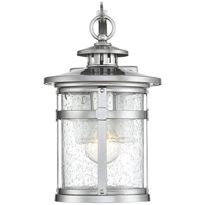 Image 5 Franklin Iron Callaway 14.5" Chrome Seeded Glass Outdoor Wall Light more views