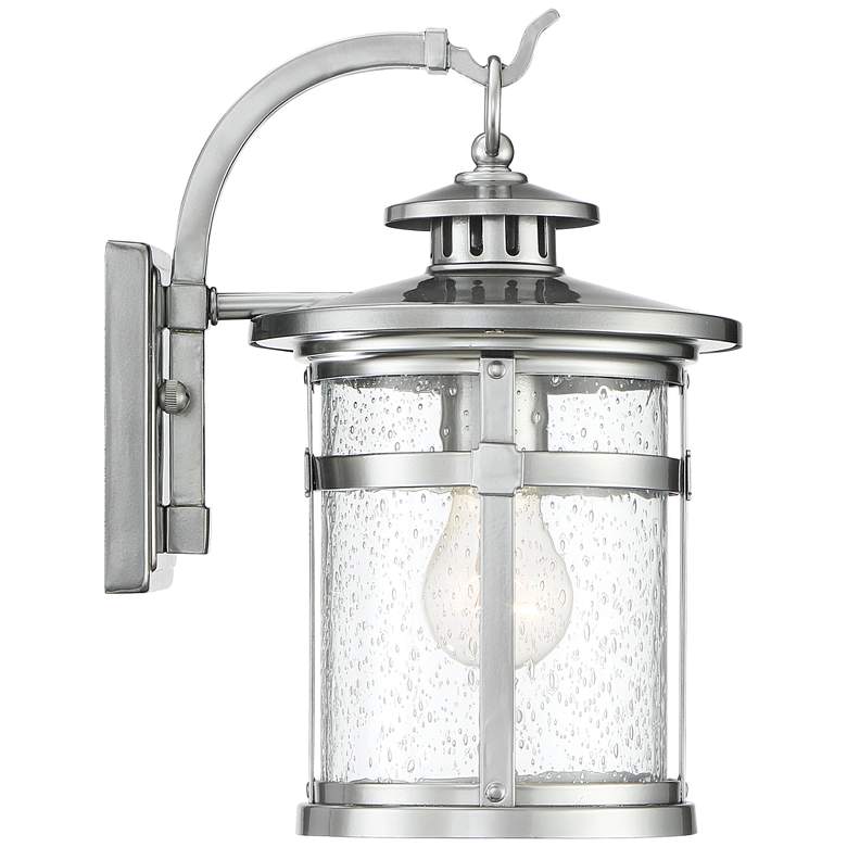 Image 6 Franklin Iron Callaway 14.5" Chrome Seeded Glass Outdoor Wall Light more views