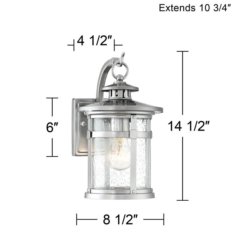 Image 7 Franklin Iron Callaway 14.5" Chrome Seeded Glass Outdoor Wall Light more views