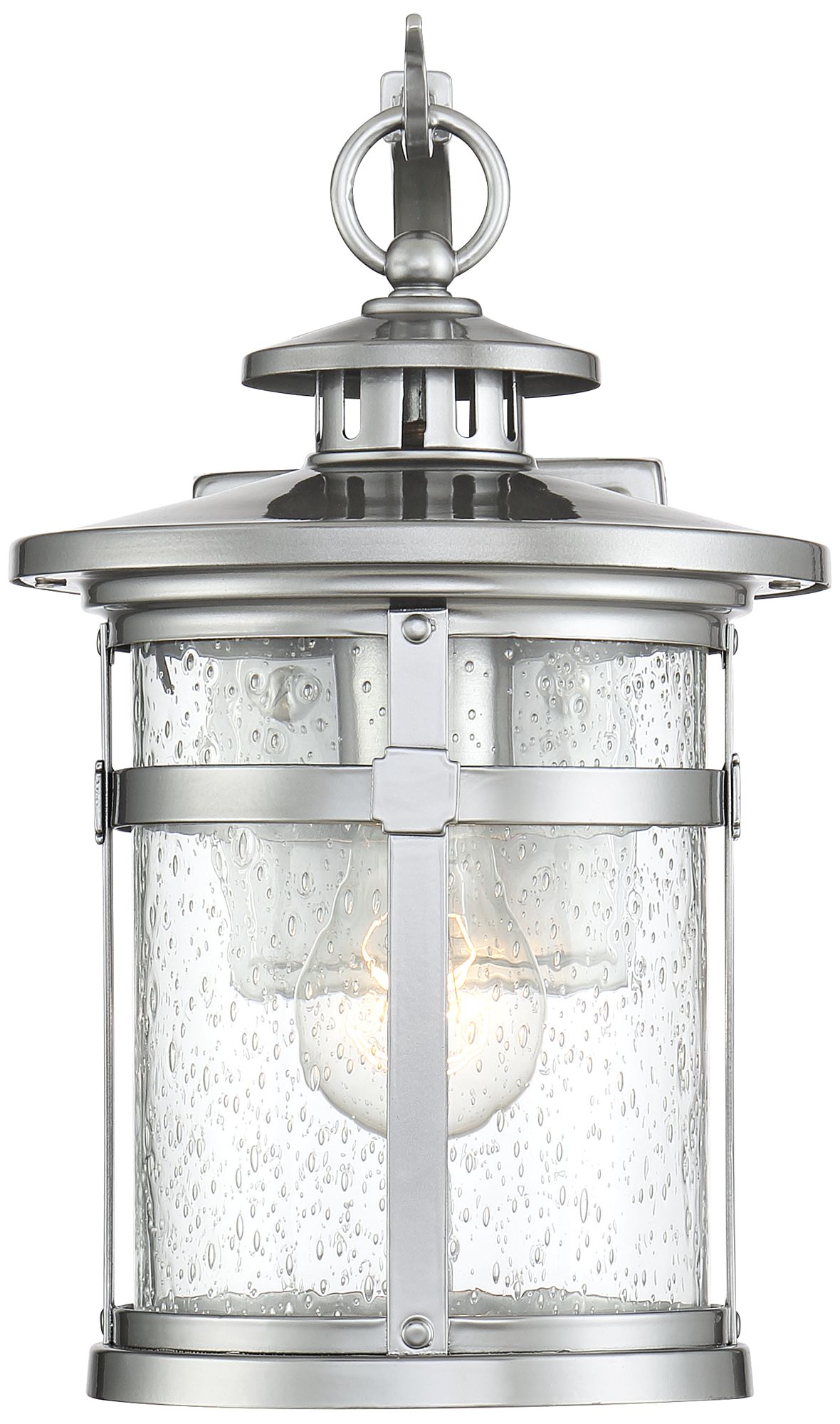 Image 5 Franklin Iron Callaway 14 1/2" Chrome Seeded Glass Outdoor Wall Light more views