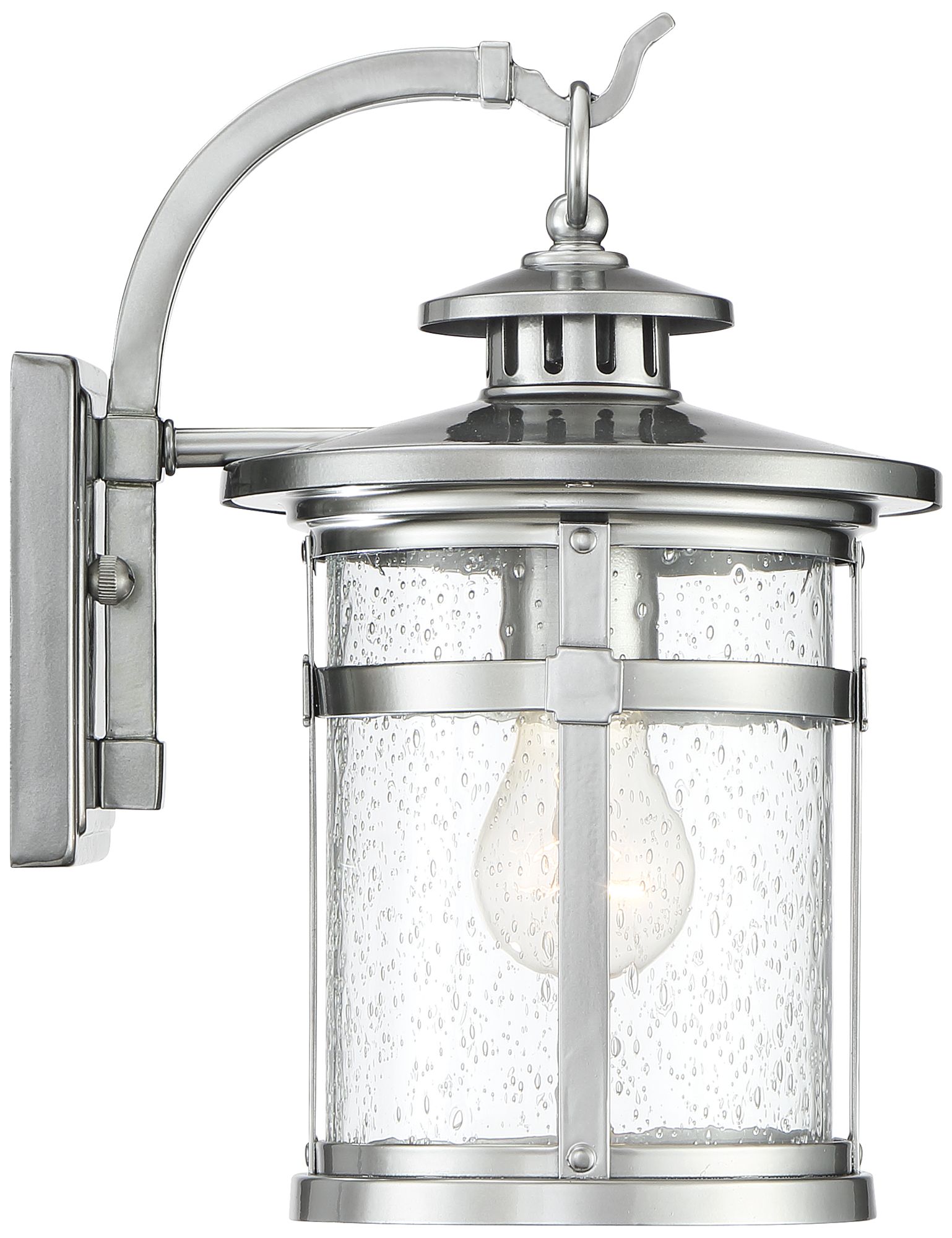 Image 6 Franklin Iron Callaway 14 1/2" Chrome Seeded Glass Outdoor Wall Light more views