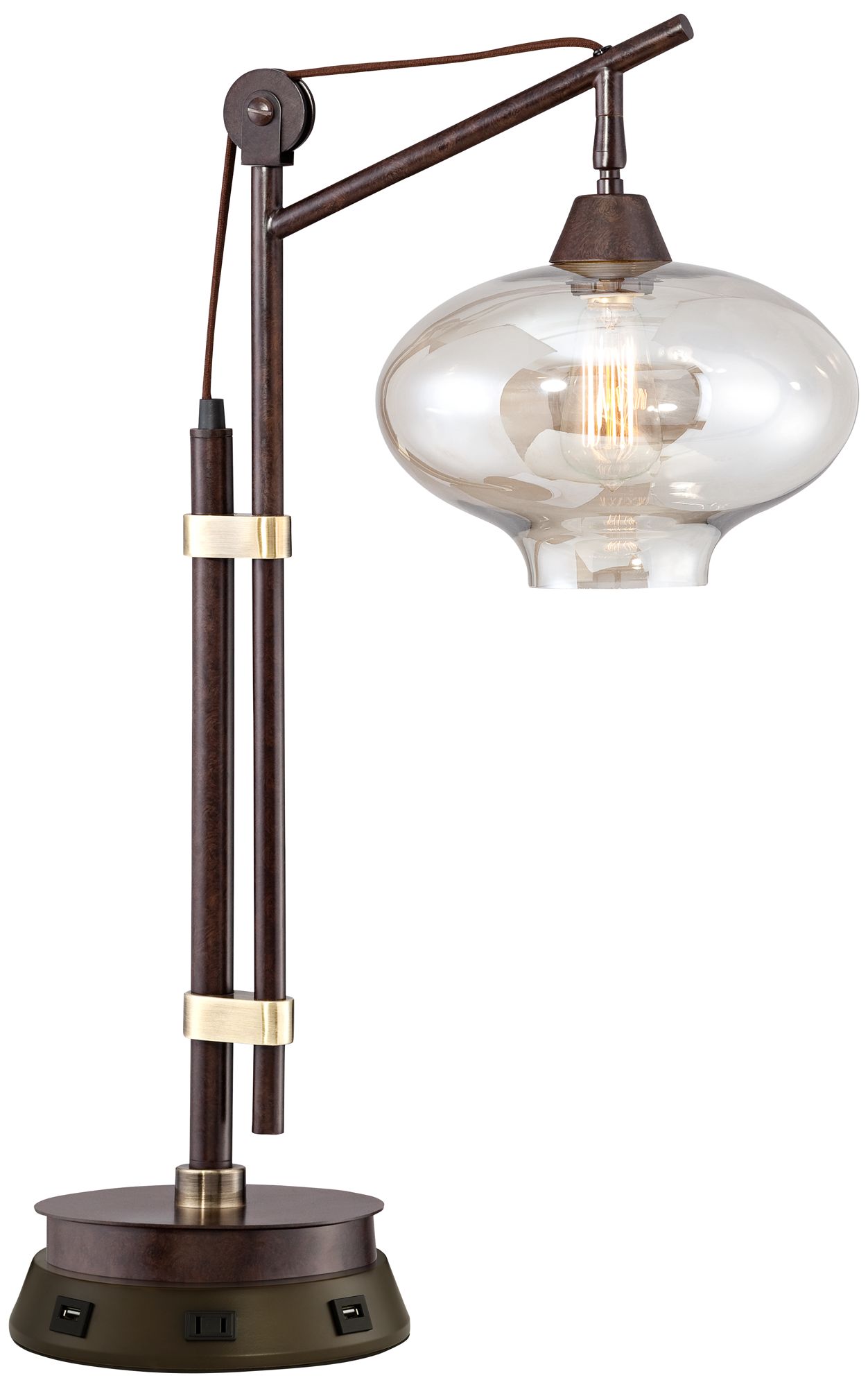 Franklin Iron Calyx 29" Industrial Bronze Lamp with Workstation Base