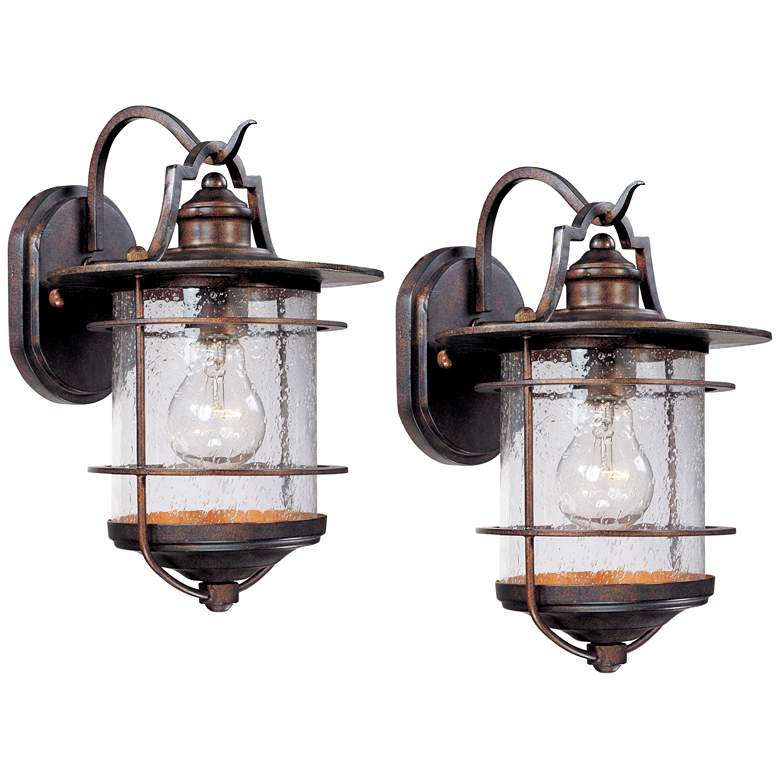 Image 1 Franklin Iron Casa Mirada 12 inch Bronze Outdoor Wall Lights Set of 2