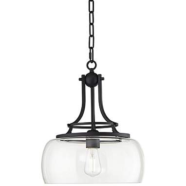 Franklin Iron Charleston 13 1/2" Black and Clear Glass Pendant Light