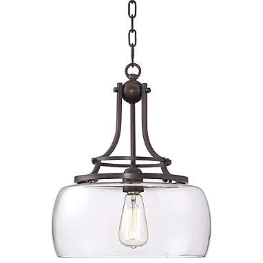 Franklin Iron Charleston 13 1/2" Clear Glass and Bronze Pendant Light