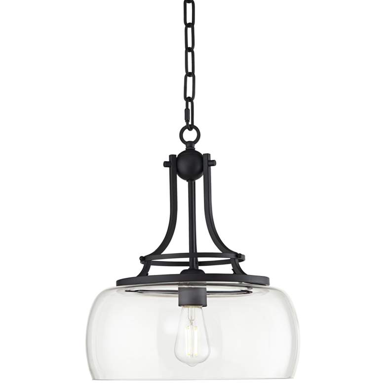 Image 3 Franklin Iron Charleston 13 1/2 inch Black and Clear Glass Pendant Light