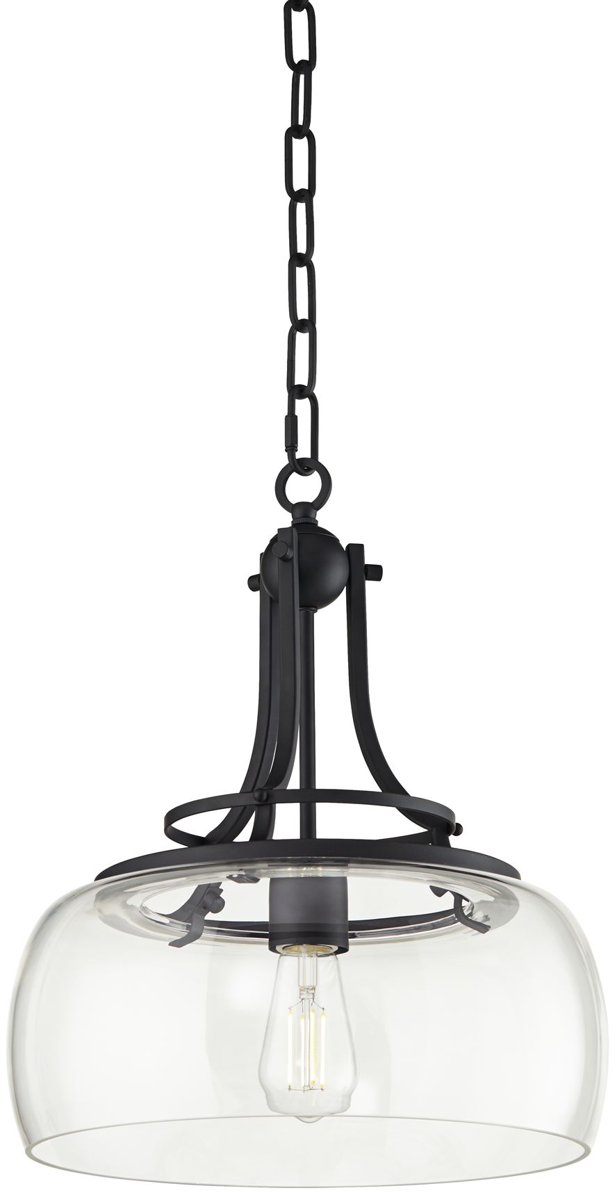 Watch A Video About the Franklin Iron Charleston Black and Clear Glass Pendant Light