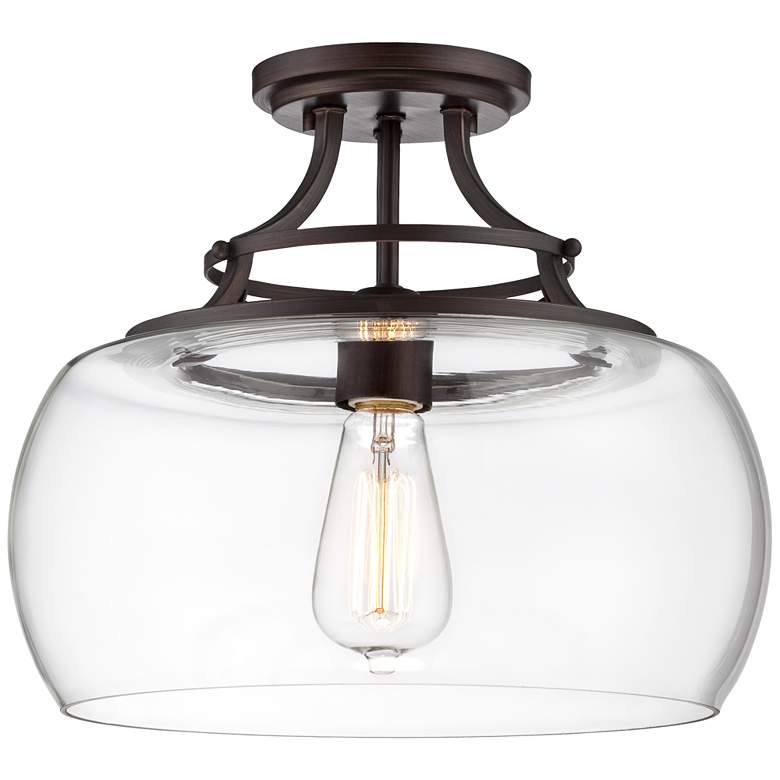 Image 2 Franklin Iron Charleston 13 1/2" Bronze Clear Glass LED Ceiling Light
