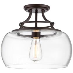 Franklin Iron Charleston 13 1/2&quot; Bronze Clear Glass LED Ceiling Light