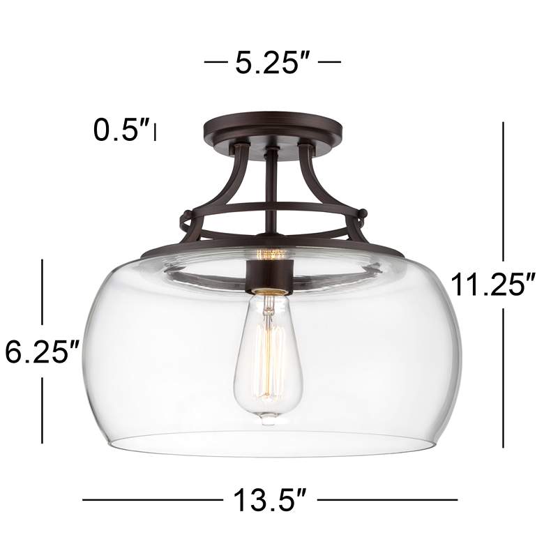 Image 7 Franklin Iron Charleston 13 1/2" Bronze Clear Glass LED Ceiling Light more views