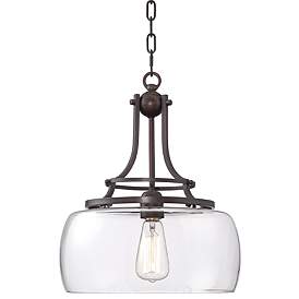 Image3 of Franklin Iron Charleston 13 1/2" Clear Glass and Bronze Pendant Light