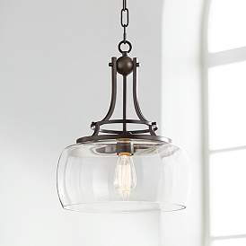 Image2 of Franklin Iron Charleston 13 1/2" Clear Glass and Bronze Pendant Light