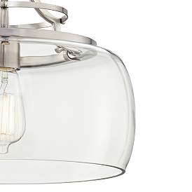 Image4 of Franklin Iron Charleston 13 1/2" Nickel Clear Glass LED Pendant Light more views