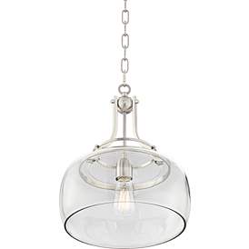 Image5 of Franklin Iron Charleston 13 1/2" Nickel Clear Glass LED Pendant Light more views