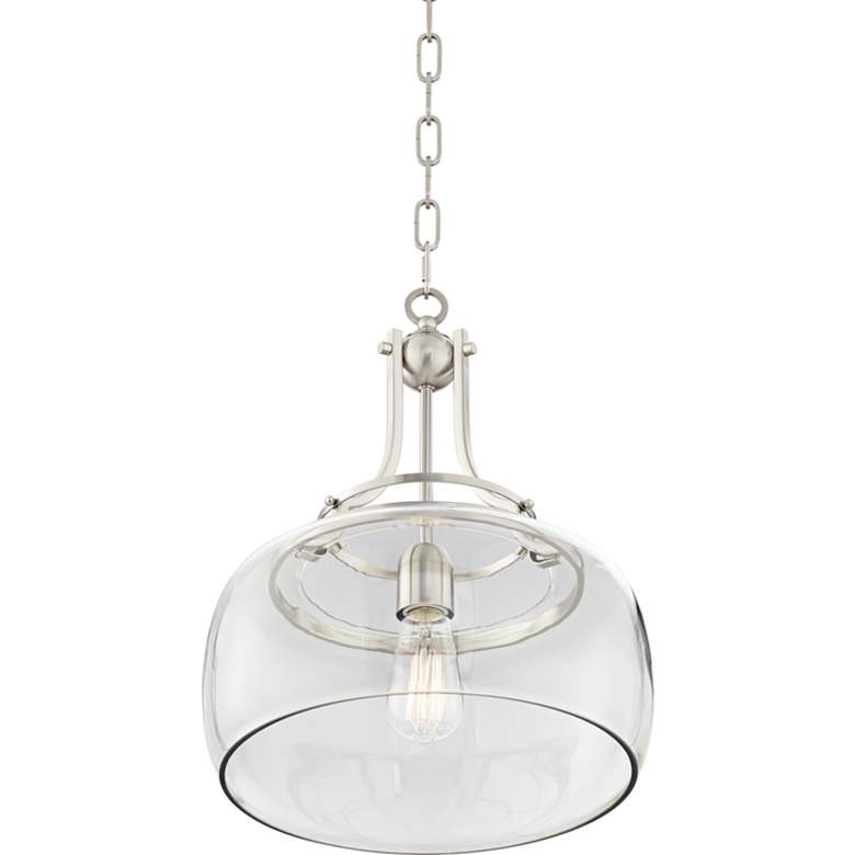 Image 5 Franklin Iron Charleston 13 1/2 inch Nickel Clear Glass LED Pendant Light more views