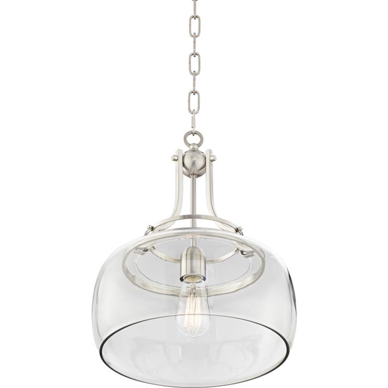 Image 5 Franklin Iron Charleston 13 1/2" Nickel Clear Glass LED Pendant Light more views