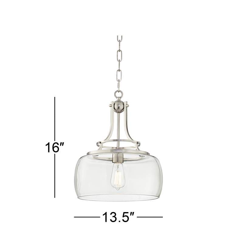 Image 6 Franklin Iron Charleston 13 1/2" Nickel Clear Glass LED Pendant Light more views