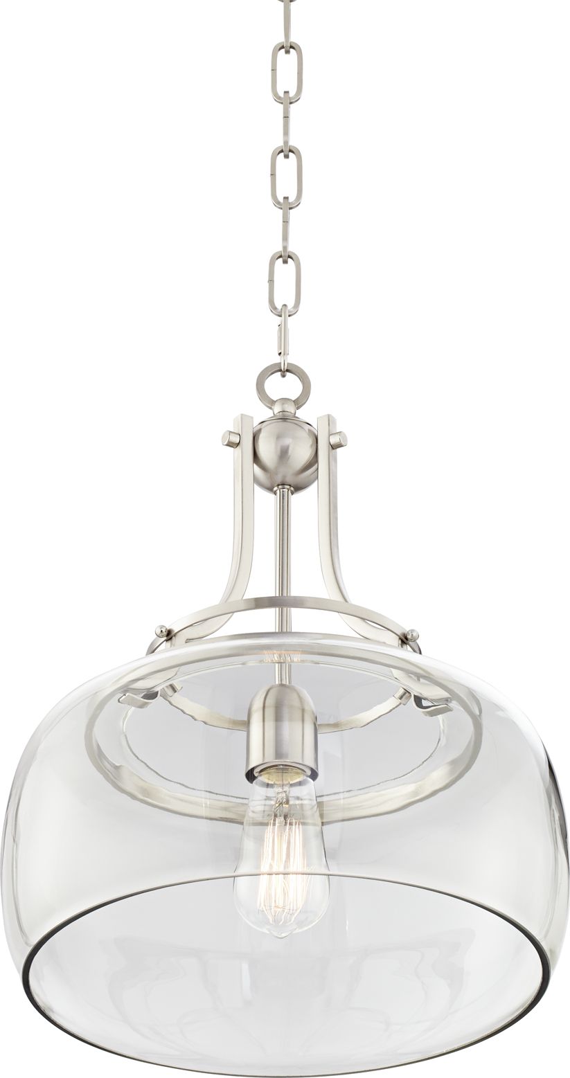 Watch A Video About the Franklin Iron Charleston Nickel Clear Glass LED Pendant Light