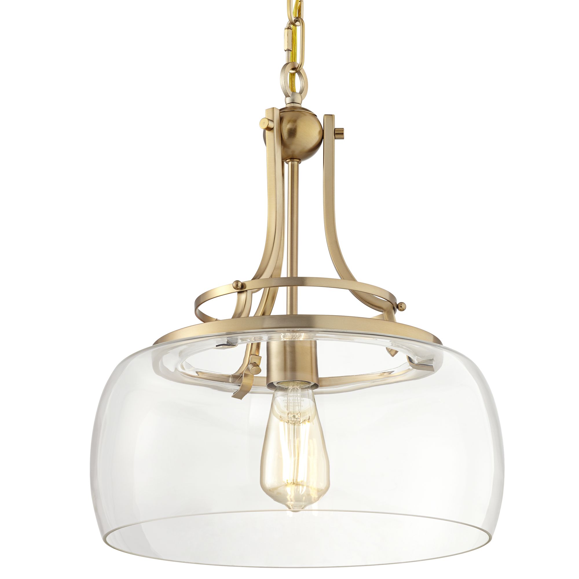Image 3 Franklin Iron Charleston 13 1/2" Wide Brass LED Pendant Light Set of 2 more views