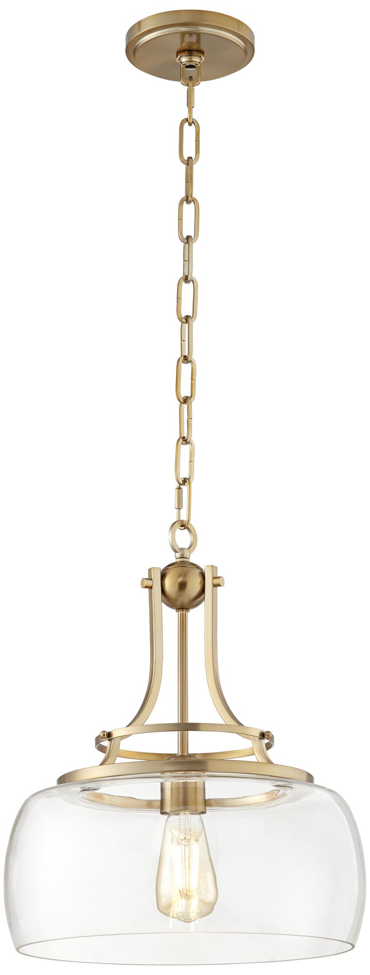 Image 6 Franklin Iron Charleston 13 1/2" Wide Brass LED Pendant Light Set of 2 more views