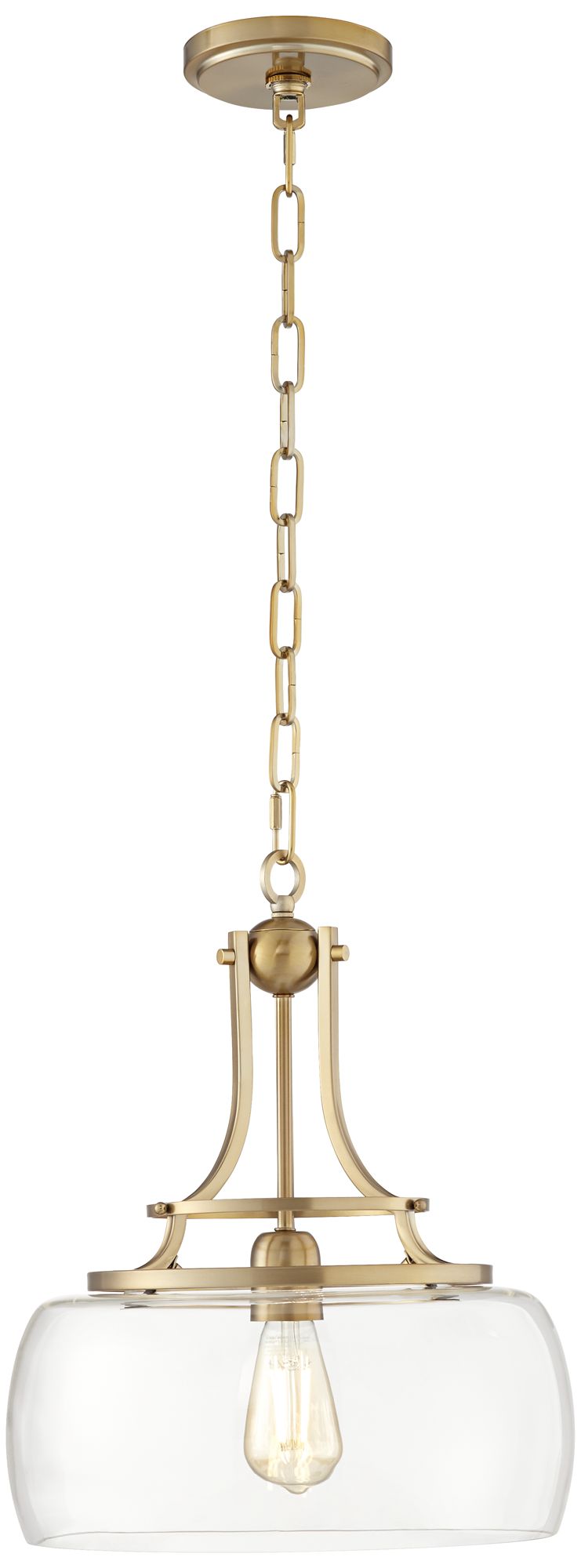 Image 7 Franklin Iron Charleston 13 1/2" Wide Brass LED Pendant Light Set of 2 more views
