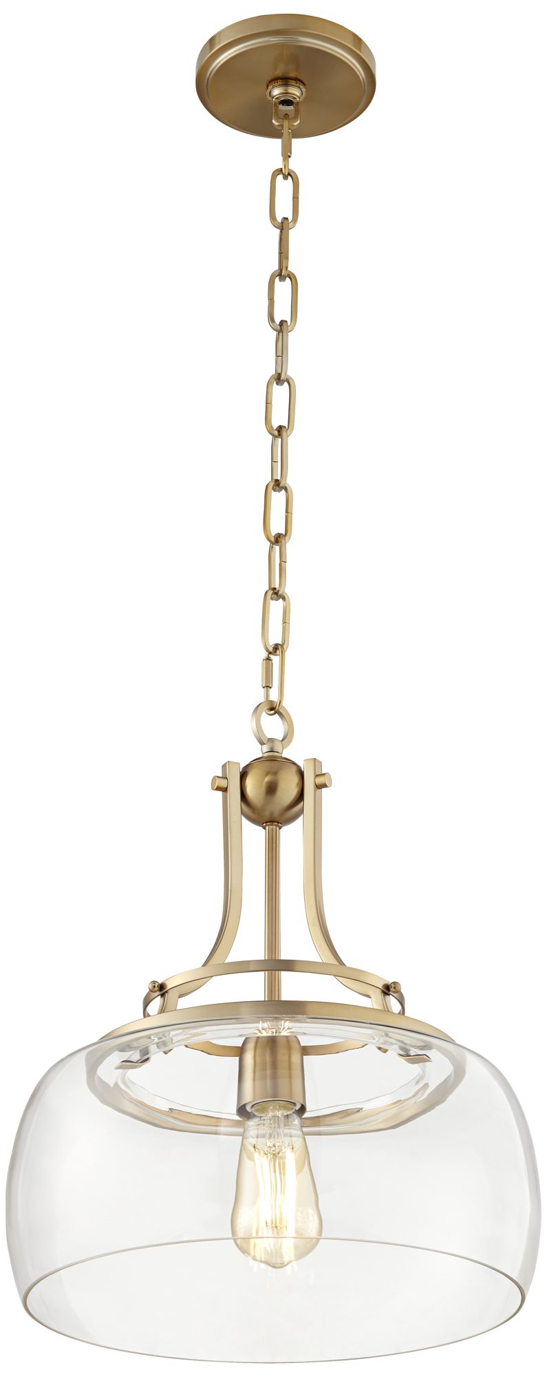 Franklin Iron Charleston 13 1/2" Wide Brass LED Pendant Light Set of 2