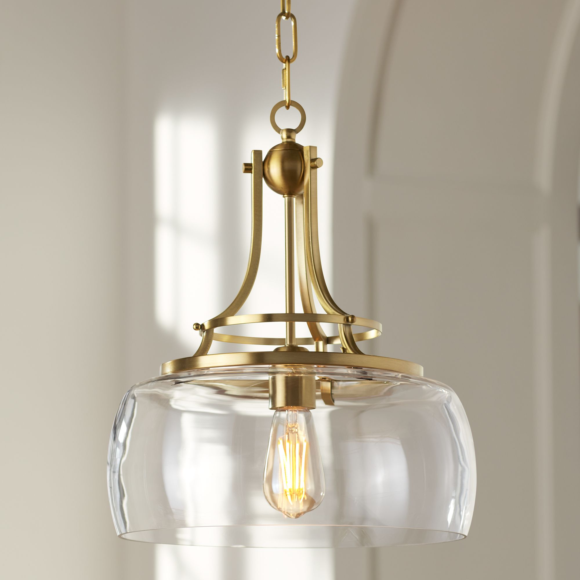 Franklin Iron Charleston 13 1/2" Wide Brass LED Pendant Light Set of 2
