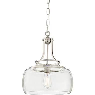Franklin Iron Charleston 13 1/2" Nickel Clear Glass LED Pendant Light