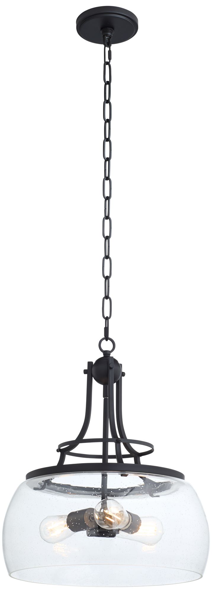 Franklin Iron Charleston 16" Black Farmhouse 3-Light LED Pendant Light