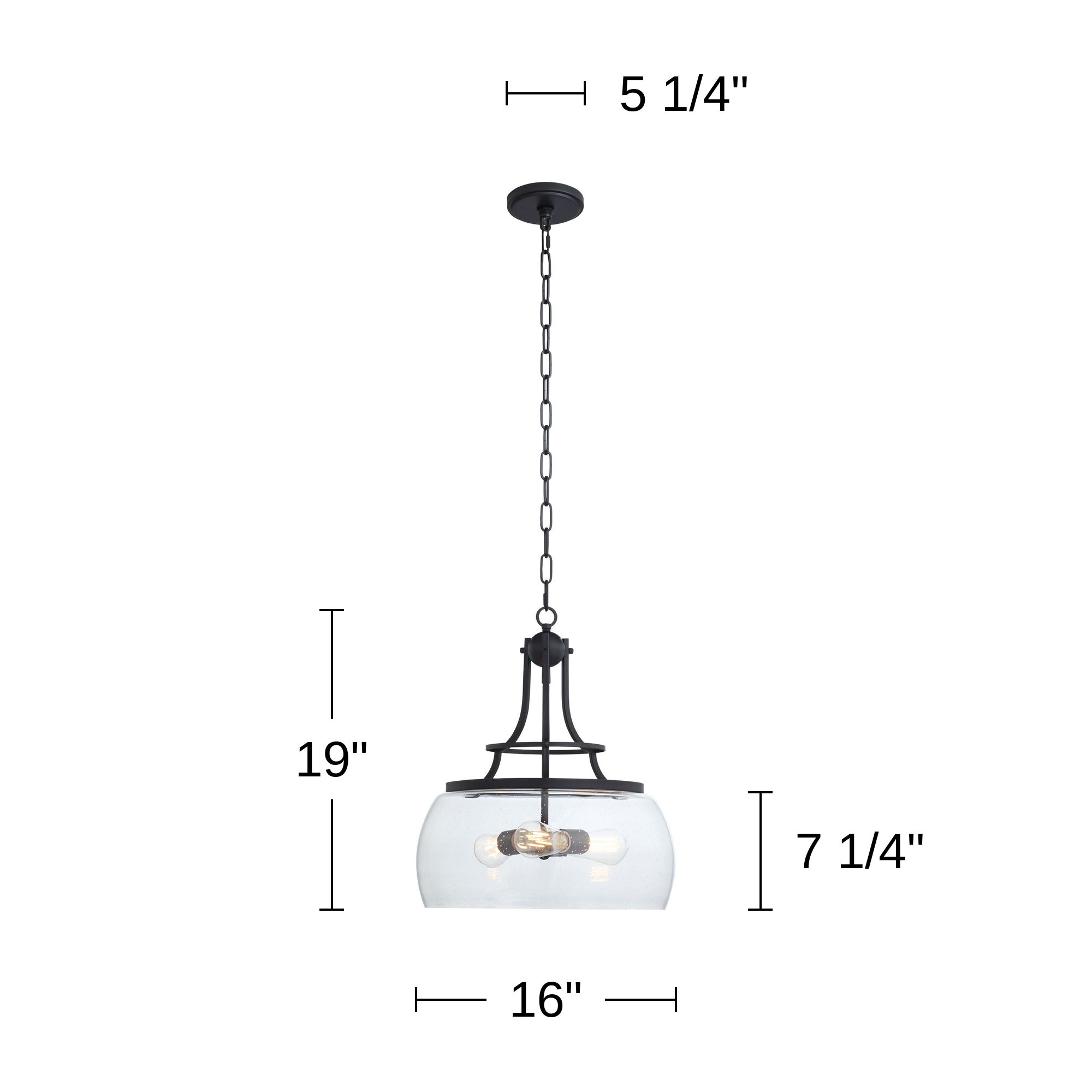 Franklin Iron Charleston 16" Black Farmhouse 3-Light LED Pendant Light
