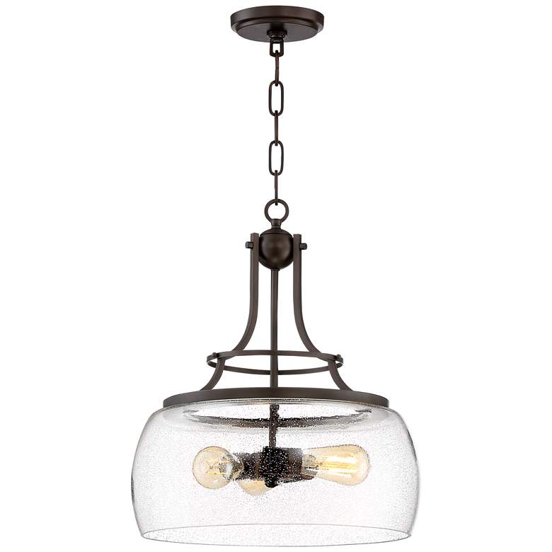 Image 3 Franklin Iron Charleston 16" Painted Bronze 3-Light LED Pendant Light