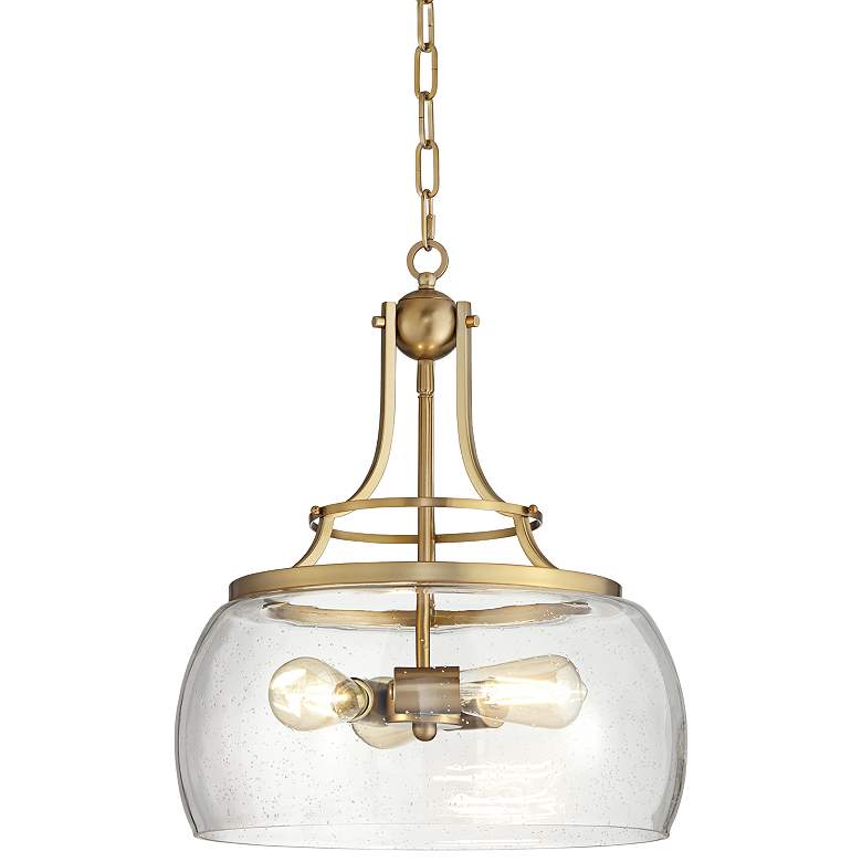 Image 3 Franklin Iron Charleston 16" Warm Gold 3-Light LED Luxe Pendant Light