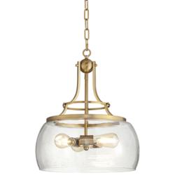 Franklin Iron Charleston 16&quot; Warm Gold 3-Light LED Luxe Pendant Light