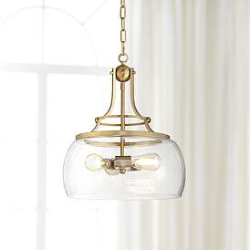 Image2 of Franklin Iron Charleston 16" Warm Gold 3-Light LED Luxe Pendant Light