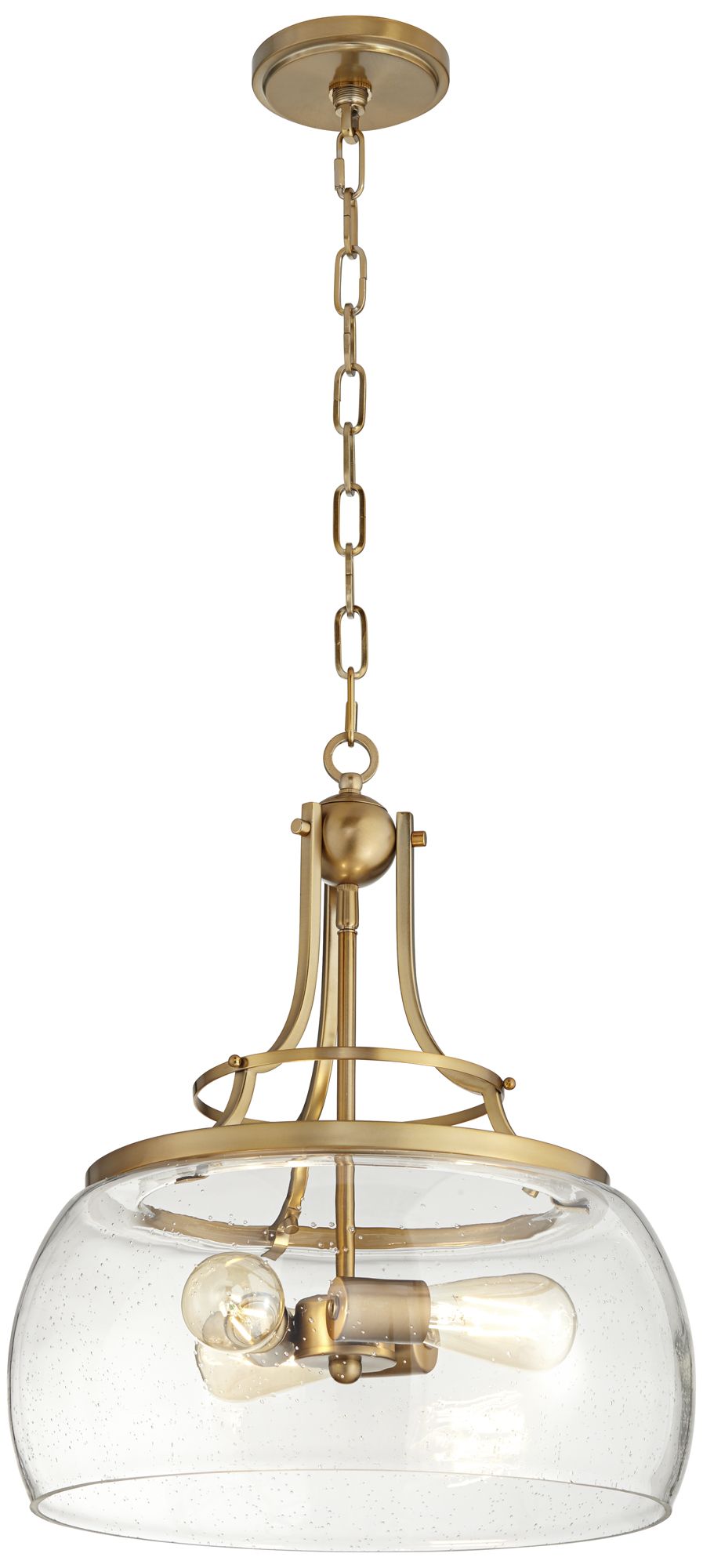 Franklin Iron Charleston 16" Warm Gold 3-Light LED Luxe Pendant Light in scene