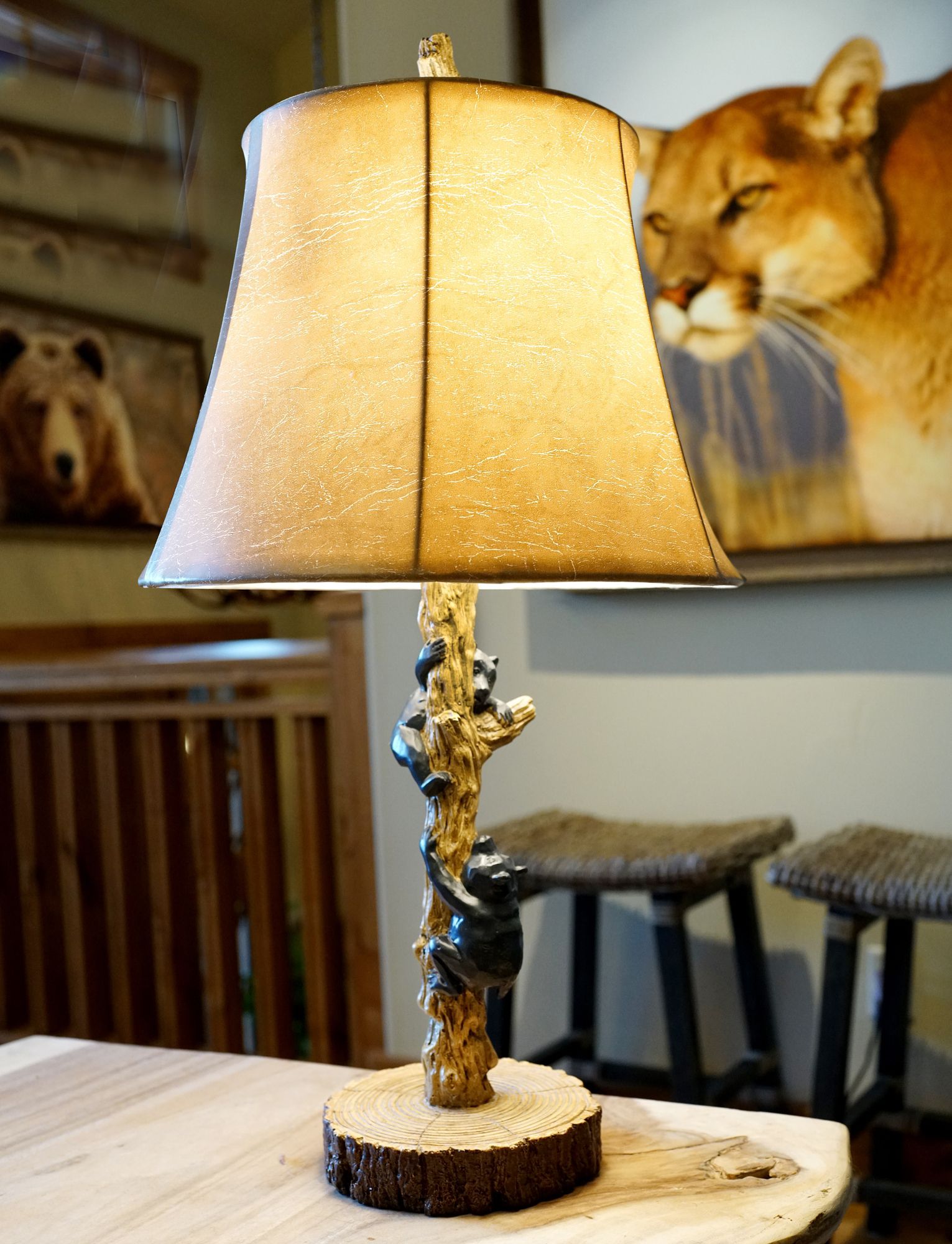 Franklin Iron Climbing Bears 22 1/2" Rustic USB Table Lamps Set of 2