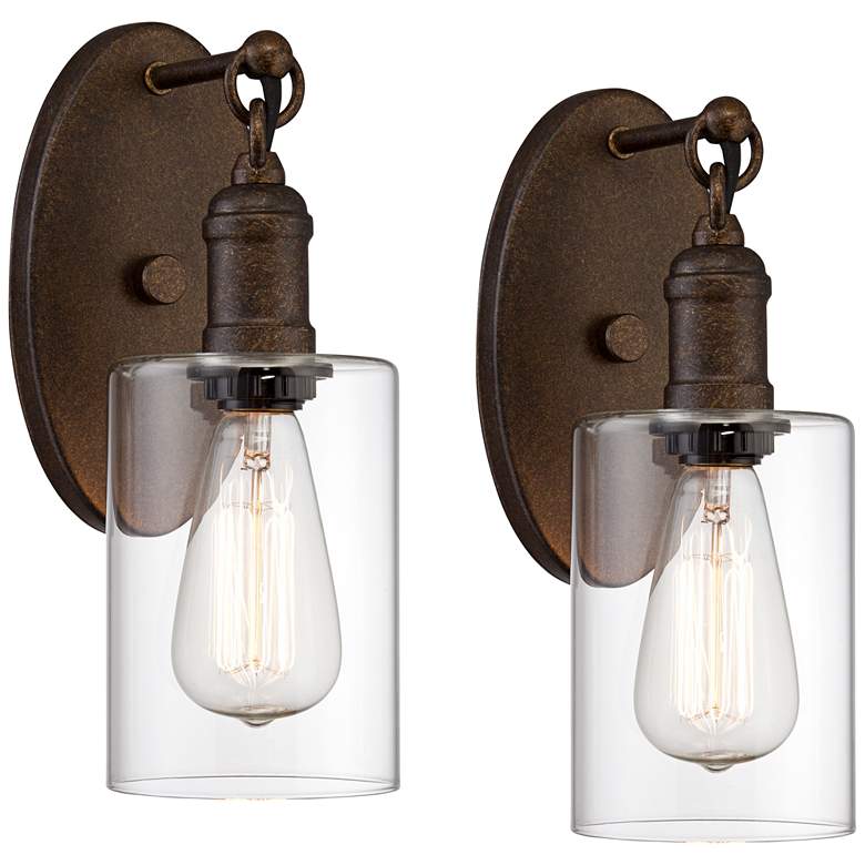 Image 1 Franklin Iron Cloverly 11 3/4 inch High Bronze LED Wall Sconce Set of 2