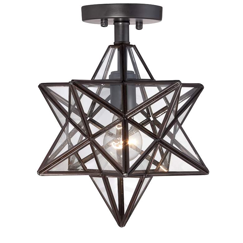 Image 3 Franklin Iron Cuthbert 11" Iron and Glass Geometric Star Ceiling Light more views