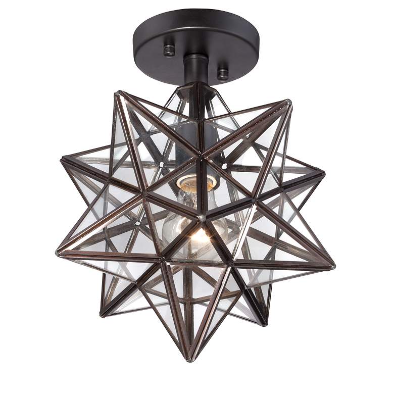Image 4 Franklin Iron Cuthbert 11" Iron and Glass Geometric Star Ceiling Light more views